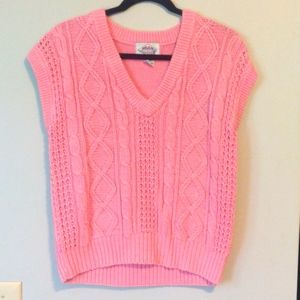 Vintage Pink Cableknit Sweater Vest